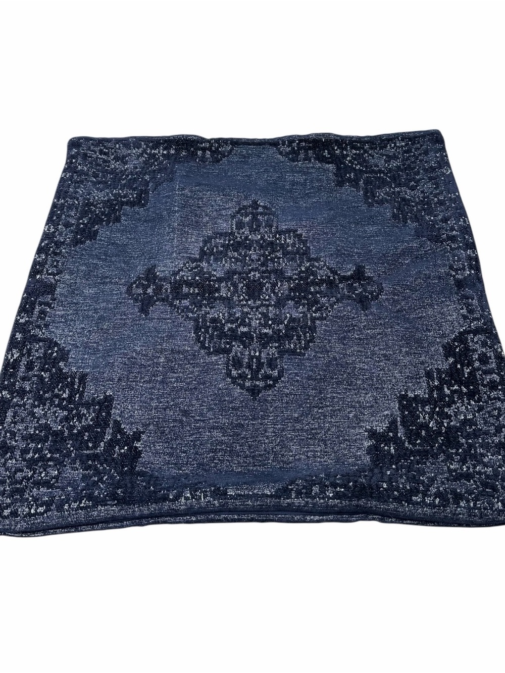 Pottery Barn Velvet Chenille Maddie Medallion 22X22 Dark Blue Pillow Cover